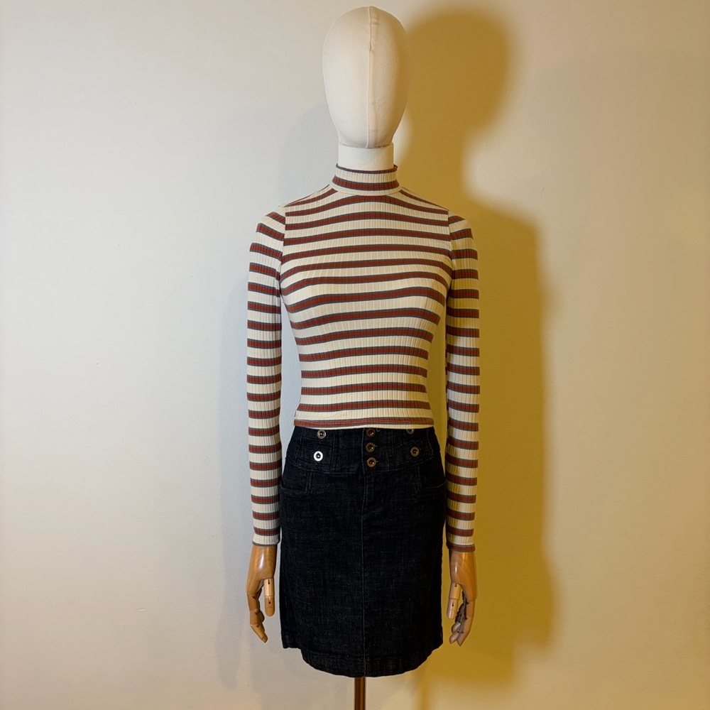 Essentials by Full Tilt Striped Mock Neck Long Sleeve - Small